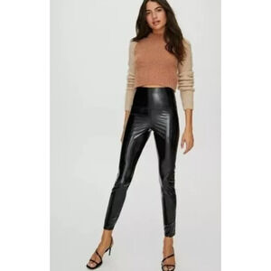 Aritiza Wilfred Free Leggings Womens Small Vegan Leather Black High Rise Stretch